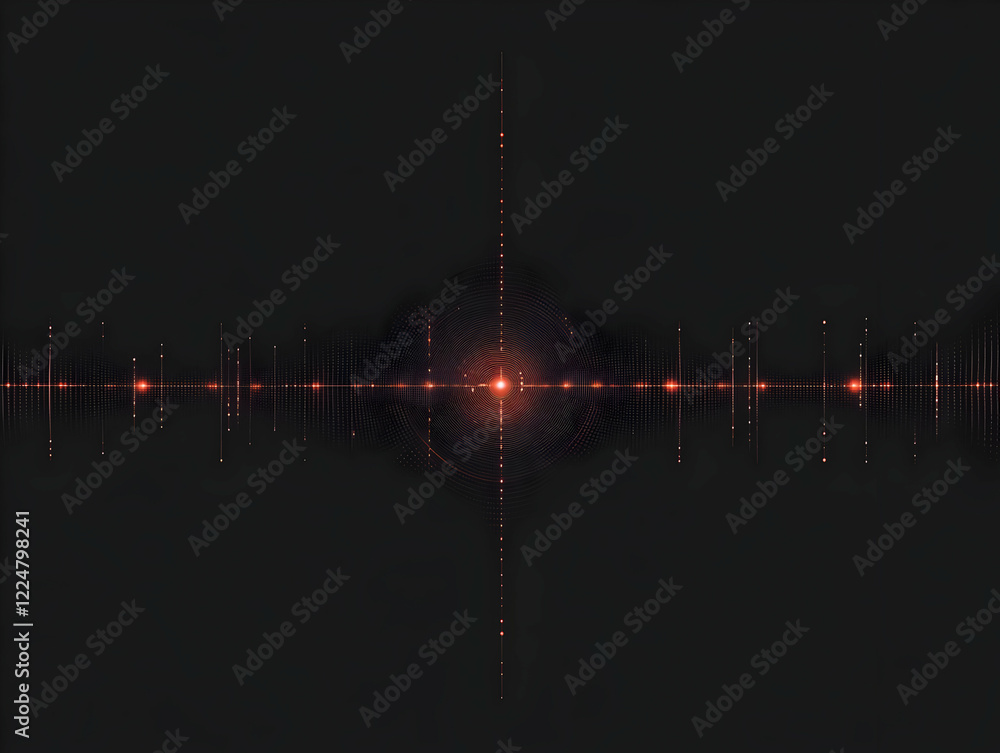 Aufkleber Abstract Red Light Streaks and Circles on Black Background Creates a Dynamic Visual.