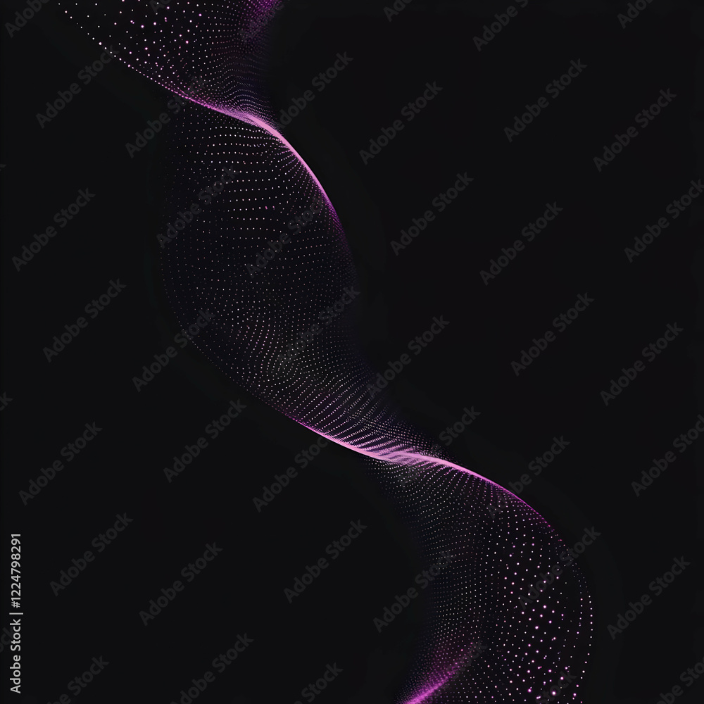 Poster abstract pink particles flowing gracefully on a dark background, creating a dynamic visual