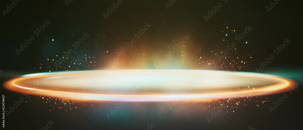 Poster bright dust and light illuminate a dark background with high contrast and vibrant texture