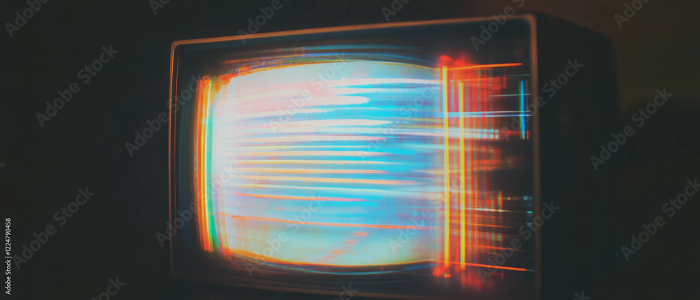 Poster classic crt television screen overlay texture with interlaced lines on dark background