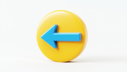 Iconic blue arrow pointing to the right, featured on a yellow circle, white background.