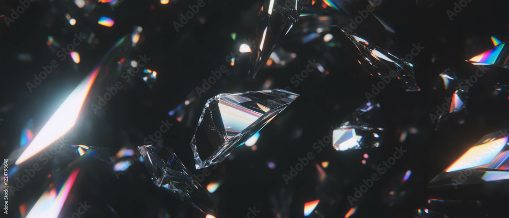 Poster Broken glass texture overlay with dark background for design and art projects