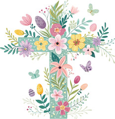 Easter cross silhouette, Vector Design