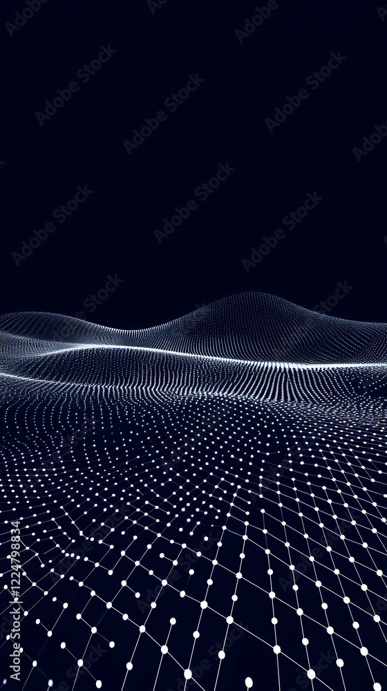 Poster abstract 3d mesh wave structure creates dynamic visuals in dark background