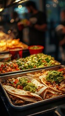Festive chicken quesadillas with guacamole at a mexican eatery