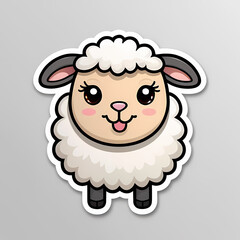 Obraz premium Adorable Cartoon Sheep with a Cheerful Expression for Animal Stickers