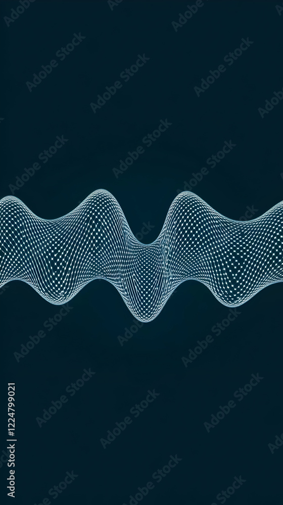 Poster abstract wave mesh flows smoothly across a dark background
