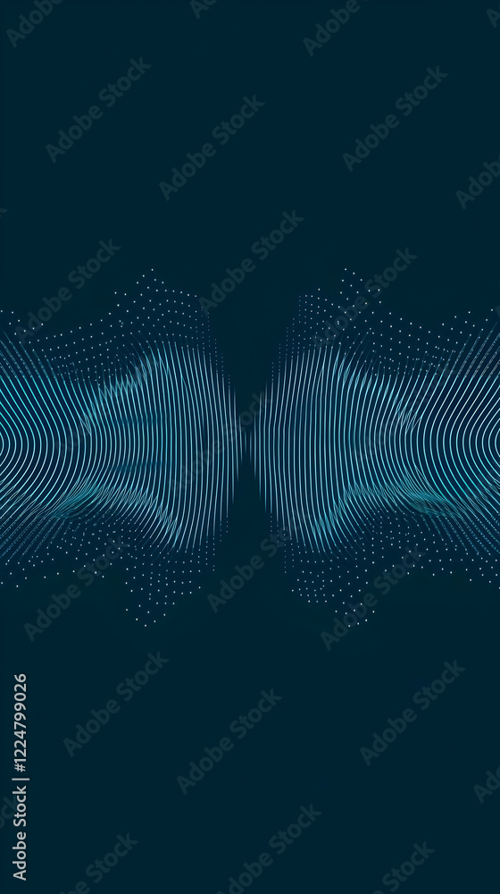 Poster abstract background forms a dynamic wave pattern with dots and lines gracefully
