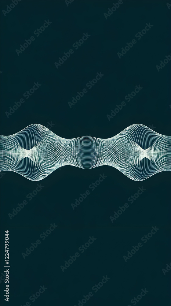 Poster Abstract Waveform Creates a Symmetrical Pattern on a Dark Background with Subtle Lighting Effects