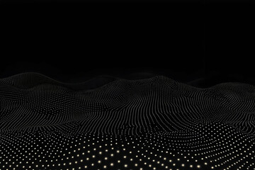 Abstract 3D Dotted Landscape Forms a Wavy Pattern on a Dark Background