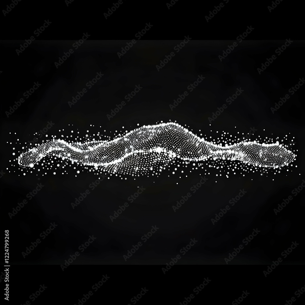 Poster abstract particle wave forms a dynamic flow on a dark background