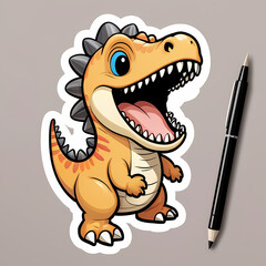 Fototapeta premium Playful Cartoon Dinosaur with a Big Smile Ideal for Animal Stickers
