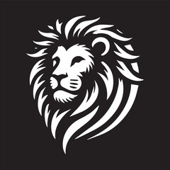 Obraz premium black and white Vector illustration of a lion head icon