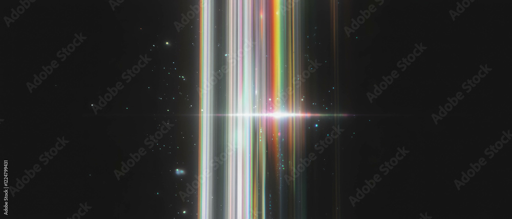 Poster Overlay texture of distorted dust with glitching light on a black background