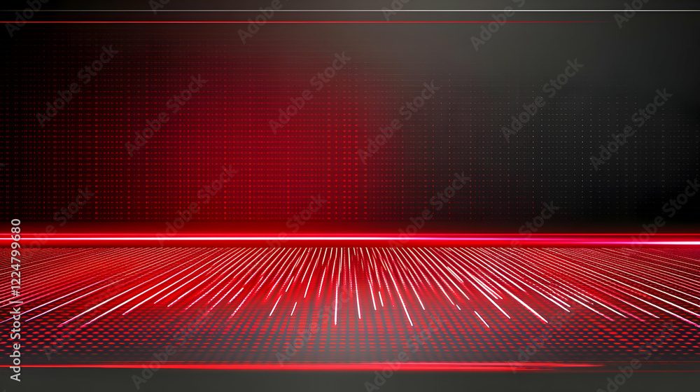 Poster red abstract background with glowing lines and digital matrix pattern for futuristic designs with mo