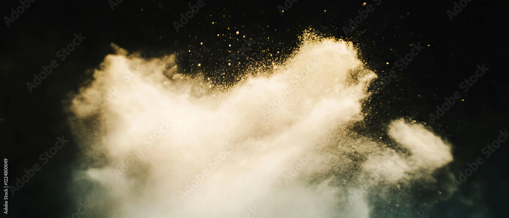 Poster disturbed dust texture with dynamic light shafts over a dark background