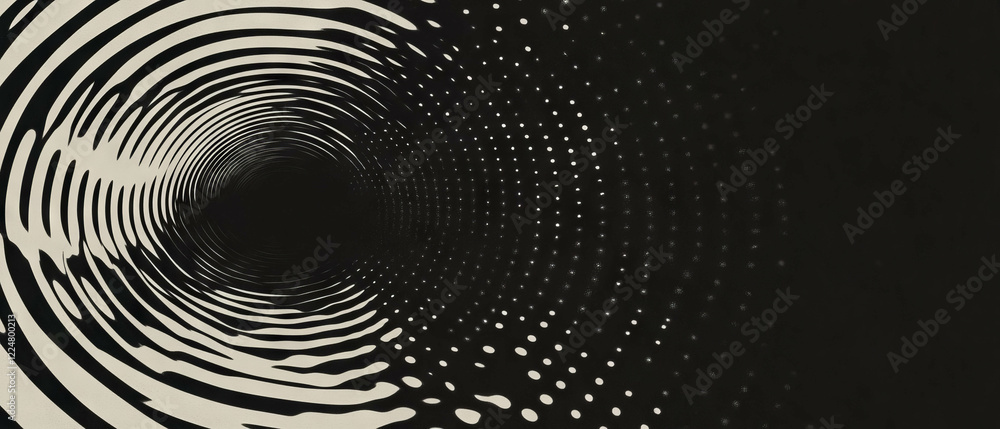 Aufkleber Dot texture with concentric circles creates a radial pattern against a dark background