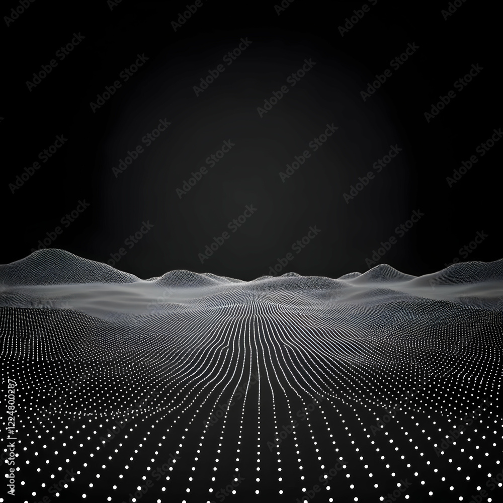 Aufkleber abstract 3d landscape forms a digital wave with particles subtly and dynamically elegantly.