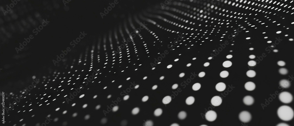 Poster unique dot texture overlay enhances depth and dimensionality against black background