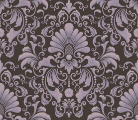 Damask seamless pattern element. Vector classical luxury old fashioned damask ornament, royal victorian seamless texture for wallpapers, textile, wrapping. Vintage exquisite floral baroque template.