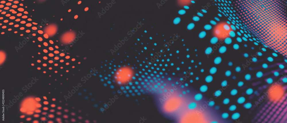 Poster Dots create abstract shapes and artistic compositions on a black background
