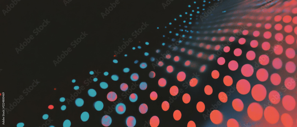 Poster creative design with dot texture forming abstract shapes on a black background