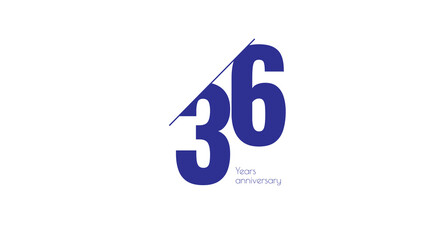 36 Years Anniversary Celebration Card. Minimalist Design Celebrating Thirty-Six Years Anniversary.