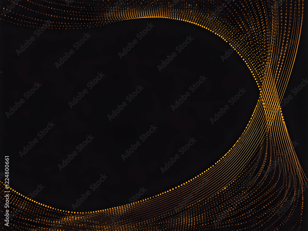Poster abstract golden particle trails form an elegant frame on a dark background