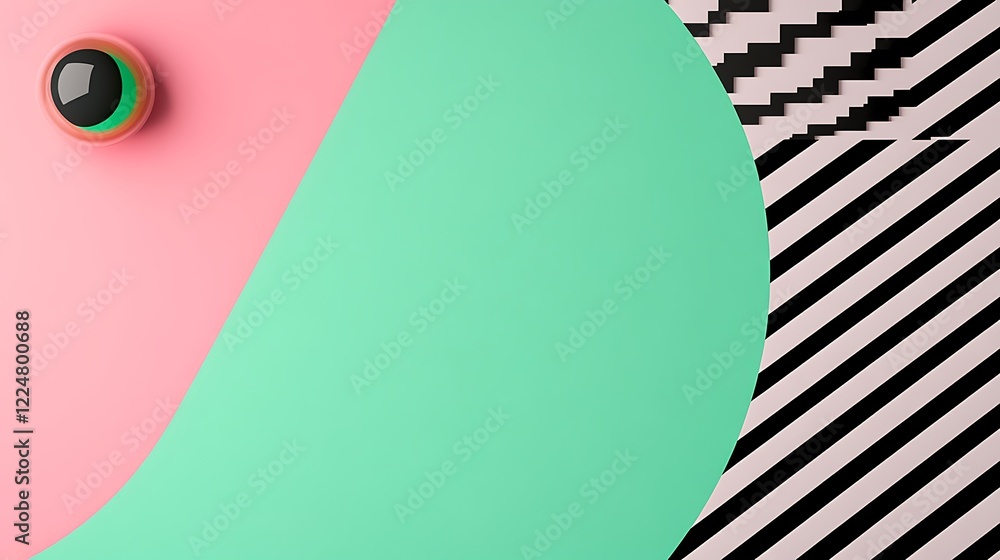 Poster abstract geometric composition with bold color blocks and distinct patterns for modern design projec