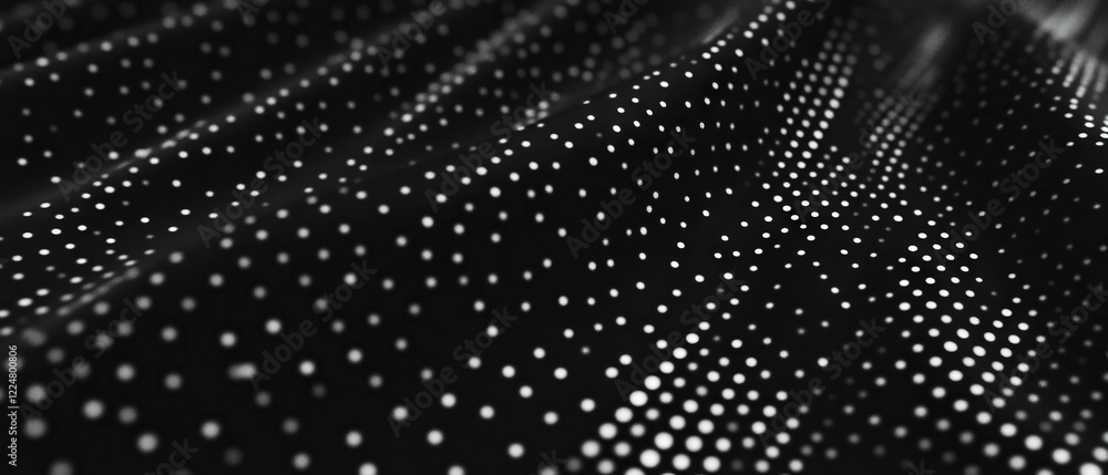 Aufkleber Dynamic dot texture overlay with varying sizes on a black background creates a unique visual effect