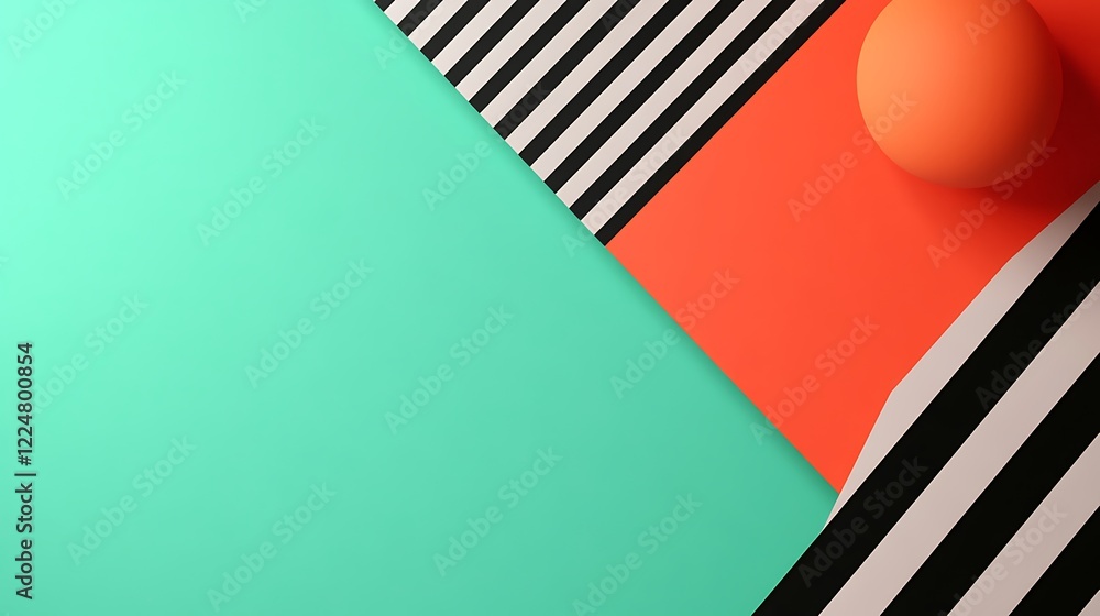 Aufkleber abstract geometric composition with colorful shapes and textures in modern minimalist style