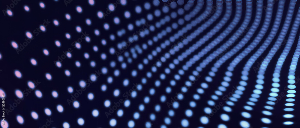 Poster Dynamic dot texture with varying sizes on a black background creates an engaging visual effect