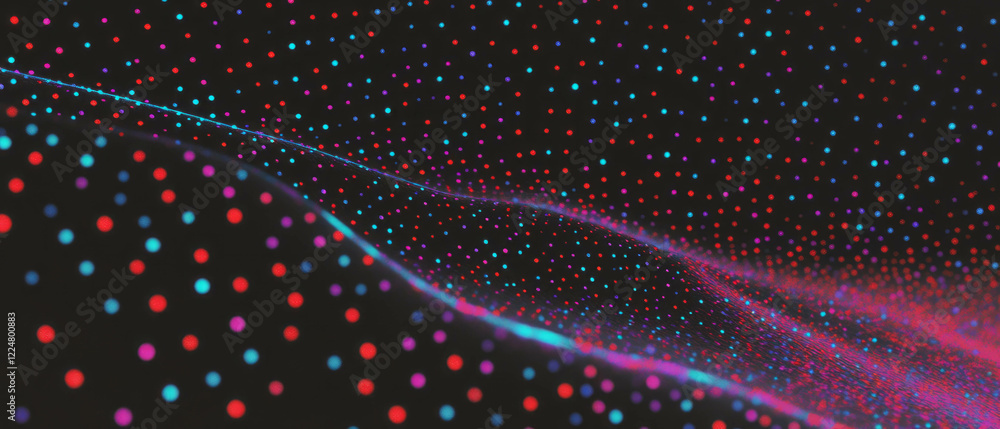 Poster Dynamic pulsating dot texture overlay with rhythmic movement on a black background