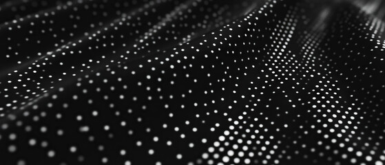 Dynamic dot texture overlay with varying sizes on a black background creates a unique visual effect