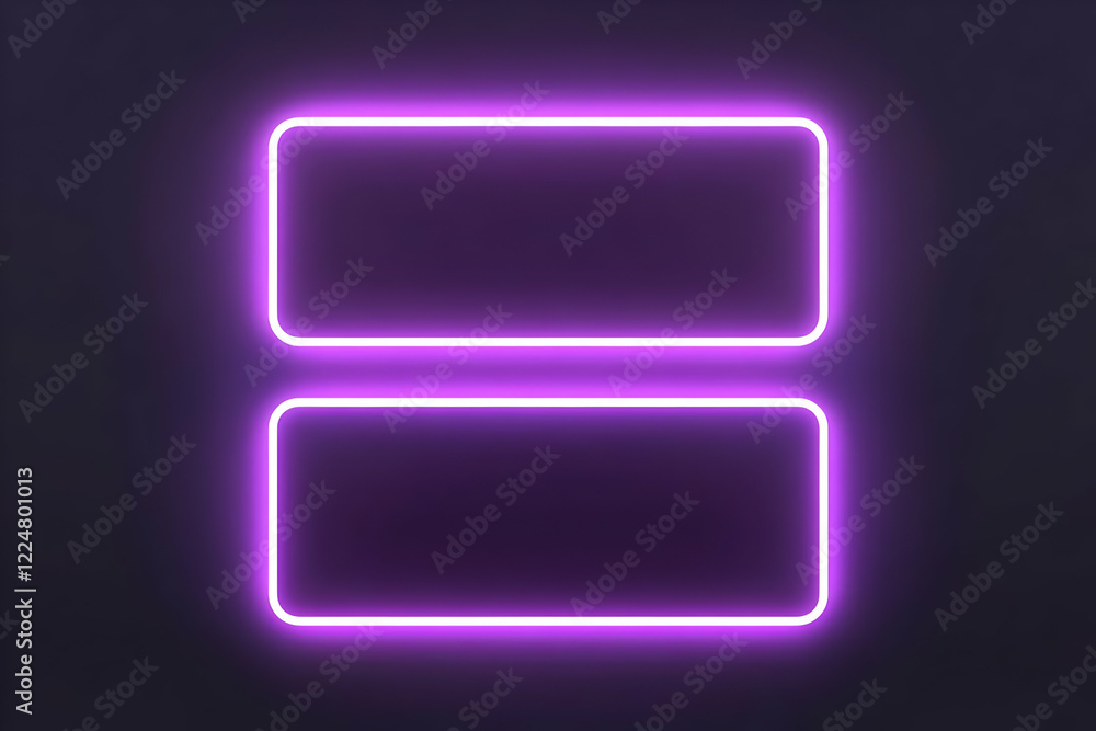 Poster two glowing neon purple rectangular frames create a modern and stylish design on a dark background.