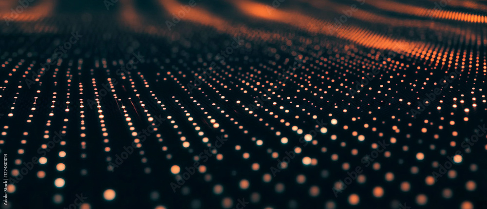 Poster Dot texture overlay with geometric grid on a black background showcasing a mathematical design