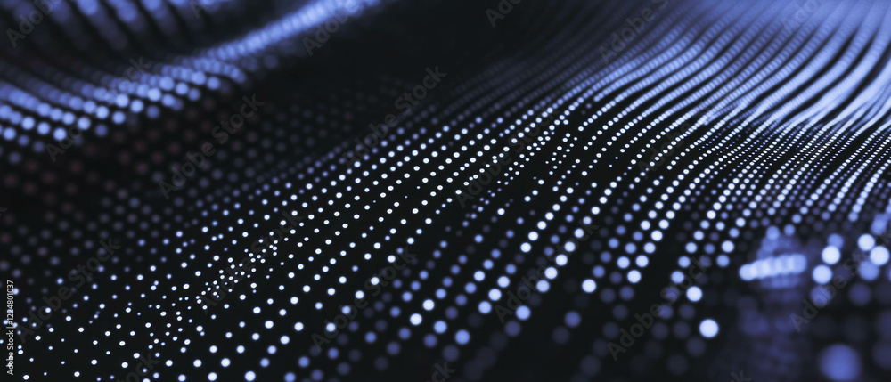 Poster geometric grid design featuring dot texture on a black background