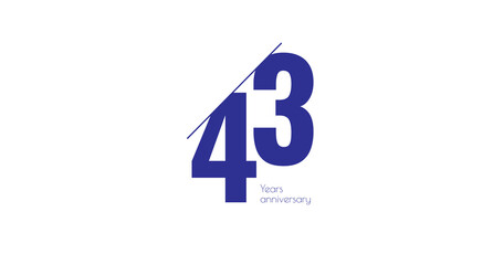 43 Years Anniversary Celebration Card. Minimalist Design Celebrating Forty-Three Years Anniversary.