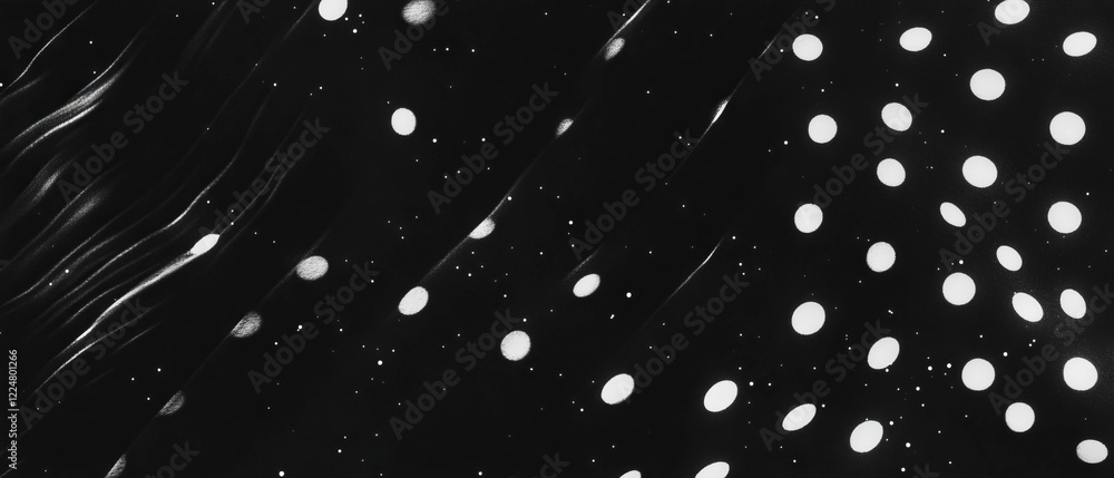 Poster dot texture overlay on classic black background creating a sophisticated monochrome effect