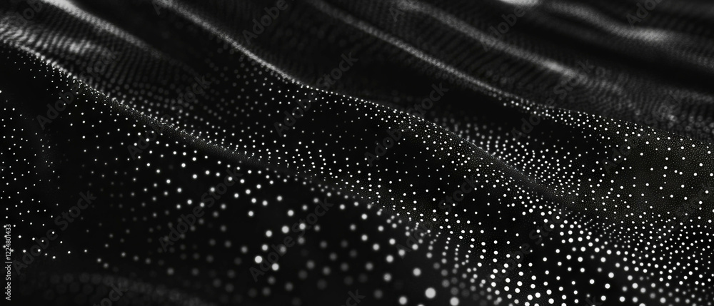 Poster Organic dot texture with natural distribution on a black background creating a flowing appearance