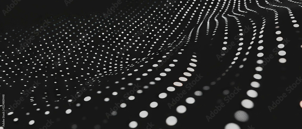 Poster Layered dot texture on black background creating depth and visual interest