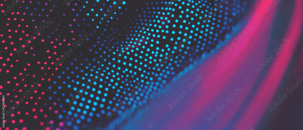 Poster Dot texture overlay creates a vibrant layered effect on a dark background