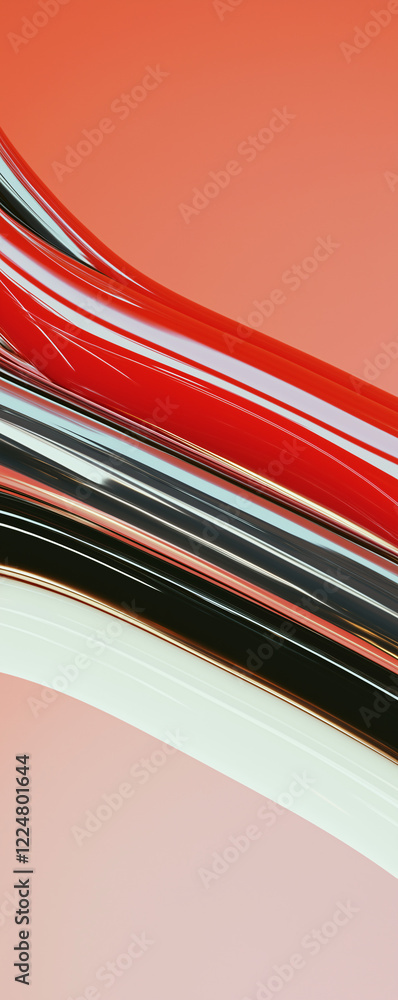 Poster abstract lines in red: a vibrant abstract composition with bold, flowing lines in red, black, white,