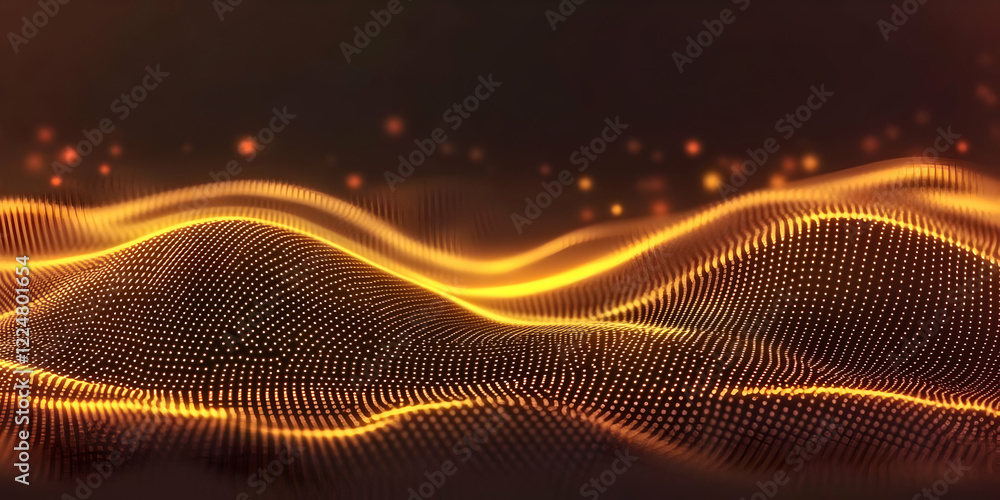 Poster Abstract Golden Particle Wave Flows Smoothly in a Dark Background with Soft Focus
