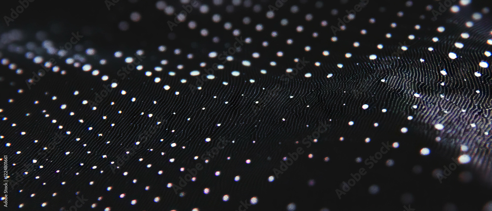 Poster exploring sharp dot texture on a crisp black background with defined patterns