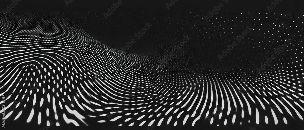Poster Dynamic spiral pattern with dot texture creates mesmerizing effect against black backdrop