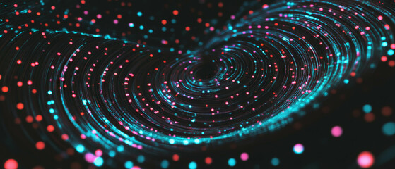 Dynamic spiral pattern with dot texture on black background creates mesmerizing effect