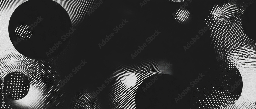 Poster Diverse patterns and dot textures create an intriguing overlay on a black background