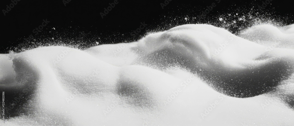 Aufkleber Drifting snow with swirling patterns against a black background creating a serene atmosphere