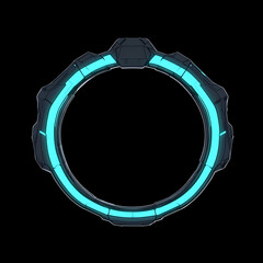 Fototapeta premium Futuristic Glowing Circle Frames a Void with Turquoise Light, Emerging from Darkness